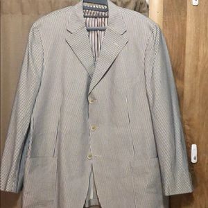Corneliani Cream w/blue stripes Cotton Sports Coat